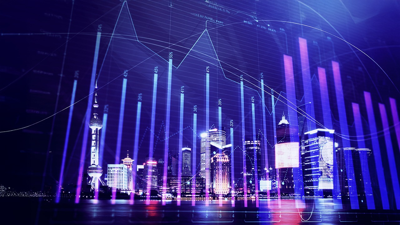 A vibrant night skyline overlaid with dynamic data visualizations—merging urban life with real-time analytics in a tech-driven future